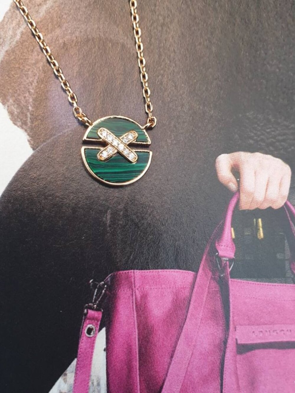 Jeux de Liens Harmony Small Model Necklace Pendant Rose Gold Malachite Jewelry